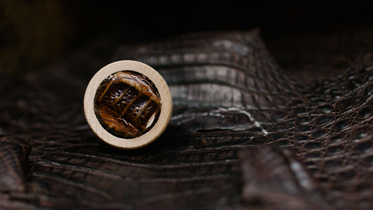 Leather bottle cap.
